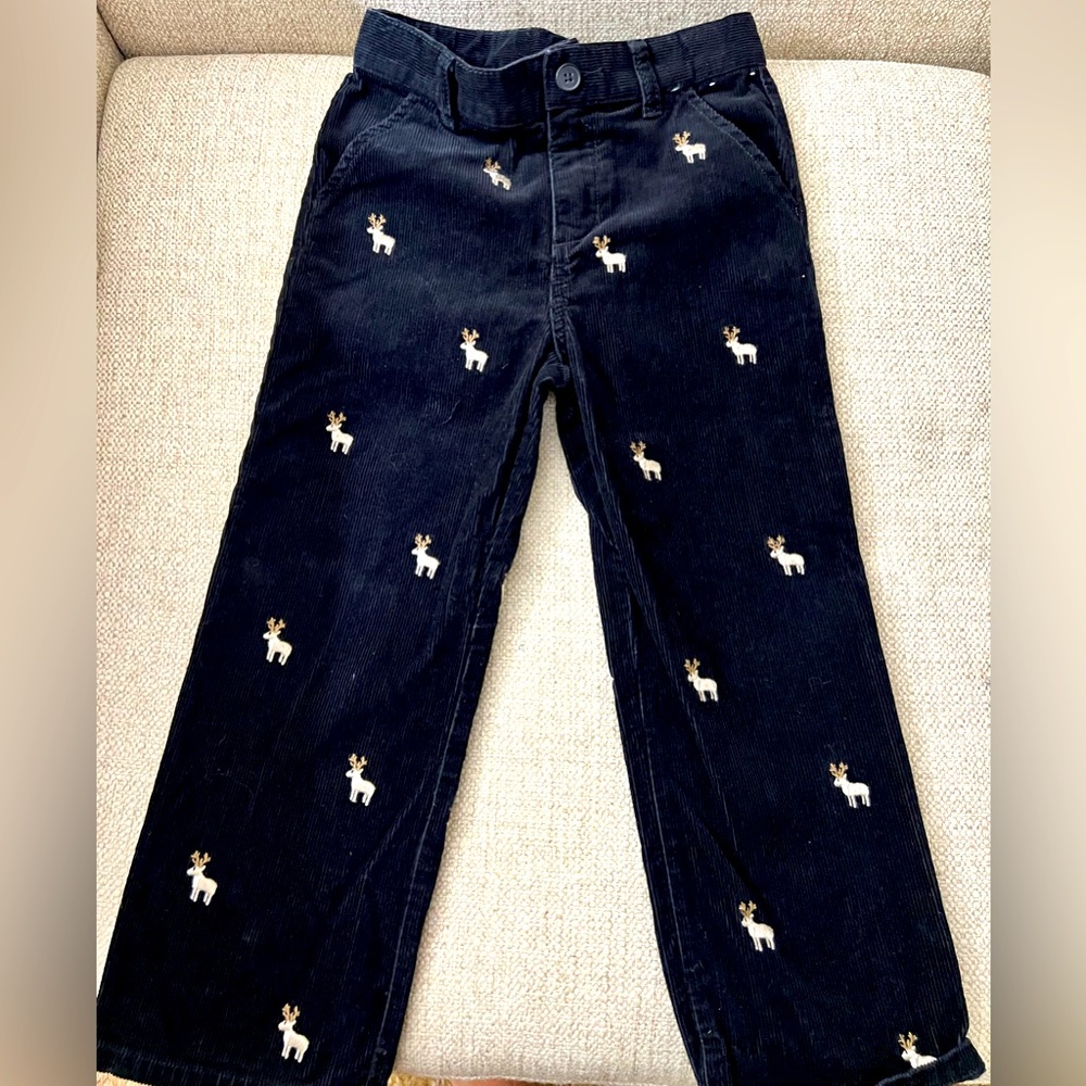 Gymboree Corduroy Pants with Reindeer Embroidery